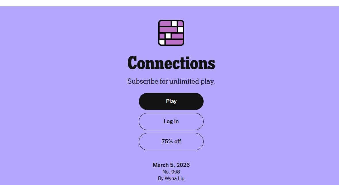 Connections Answers No. 998 – March 5, 2026
