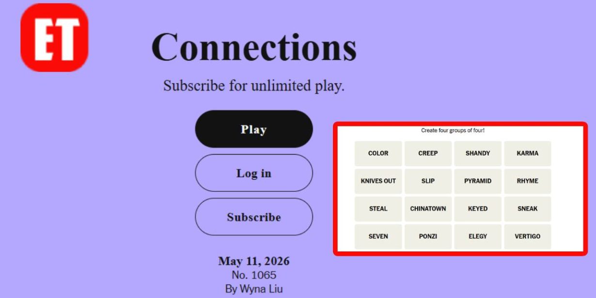 NYT Connections: Hints and Answers for May 11, 2026