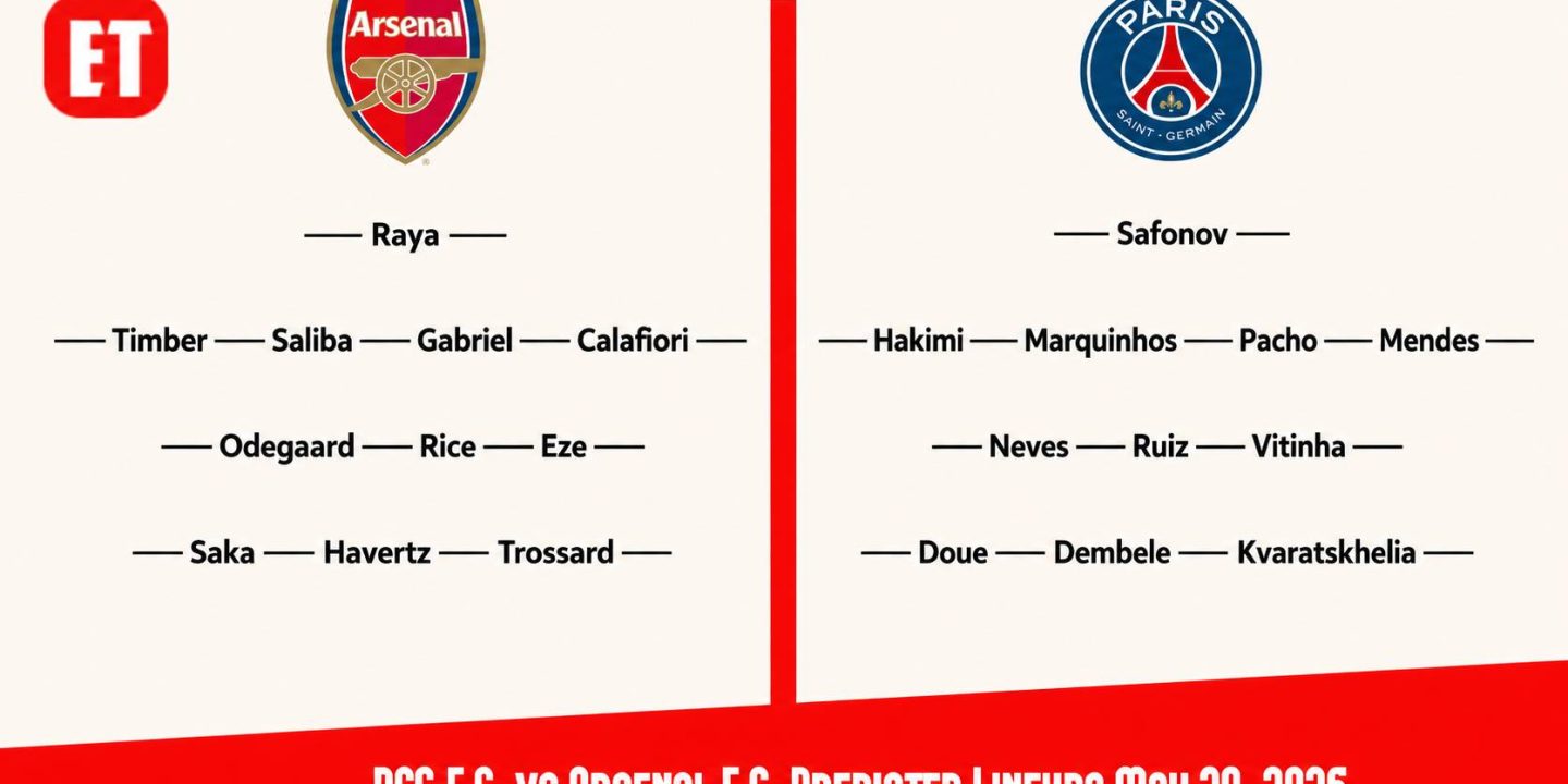 PSG F.C. vs Arsenal F.C. Predicted Lineups May 30, 2026