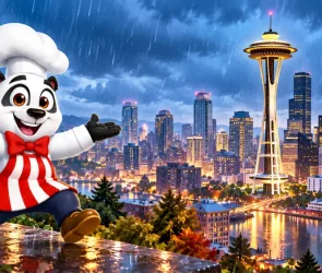 Rainy City With Tall Needles