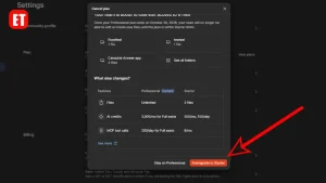Click Downgrade to Starter